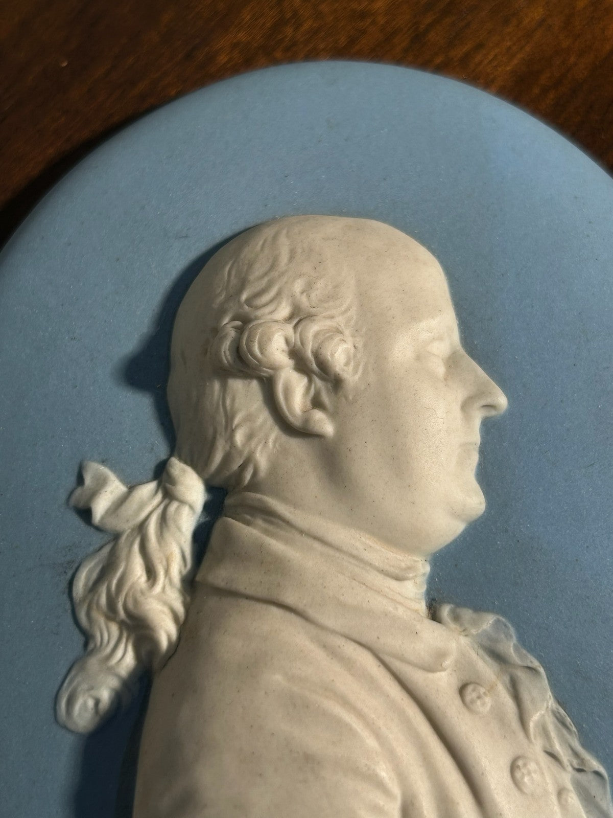 Antique 18thC Wedgwood Blue Jasper Portrait Medallion Thomas Bentley Partner3