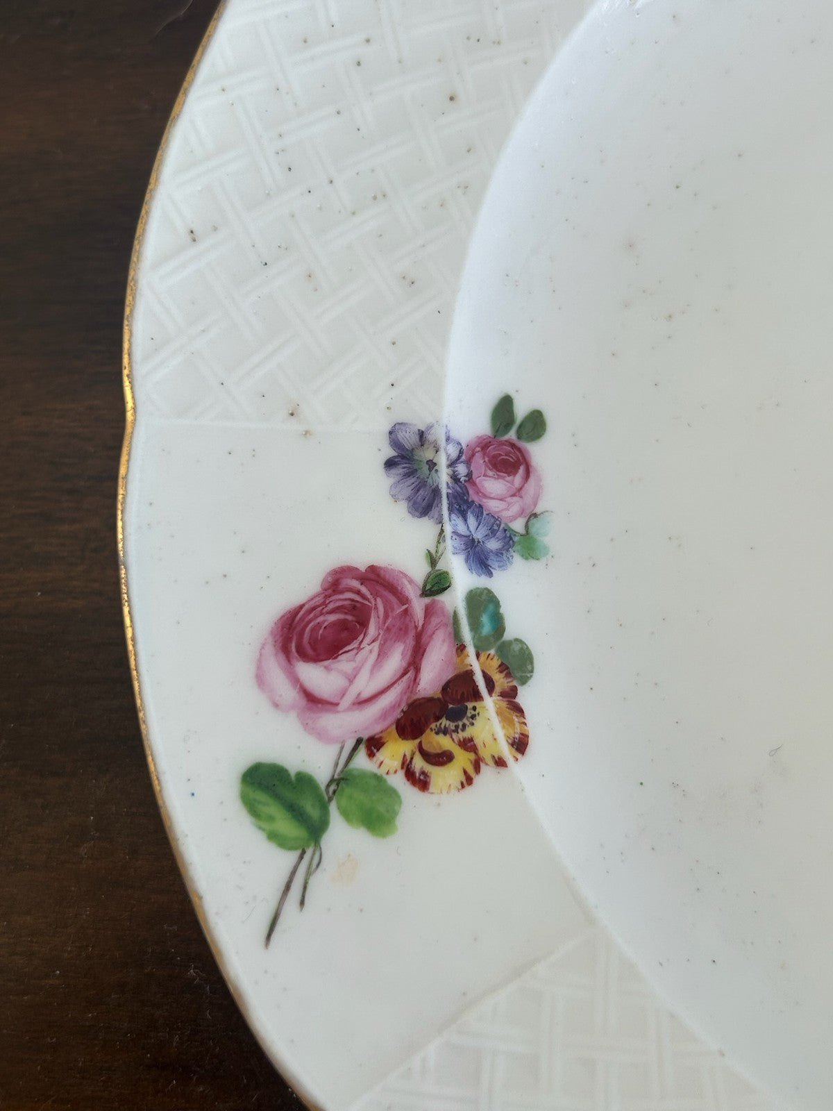 Sevres 18th C Hand Painted Floral Plate Blue 'N' Date Mark 1766 24cm4