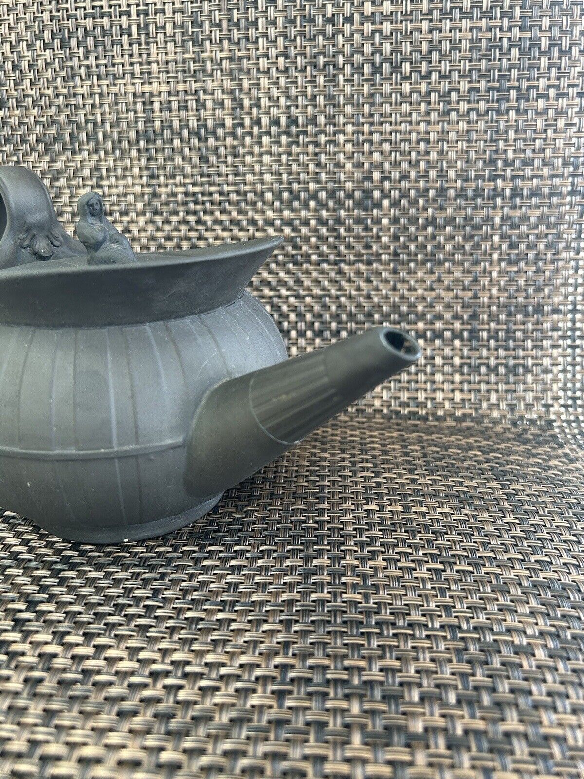 Wedgwood black basalt machine turned jasperware “Parapet” teaset early 20th c