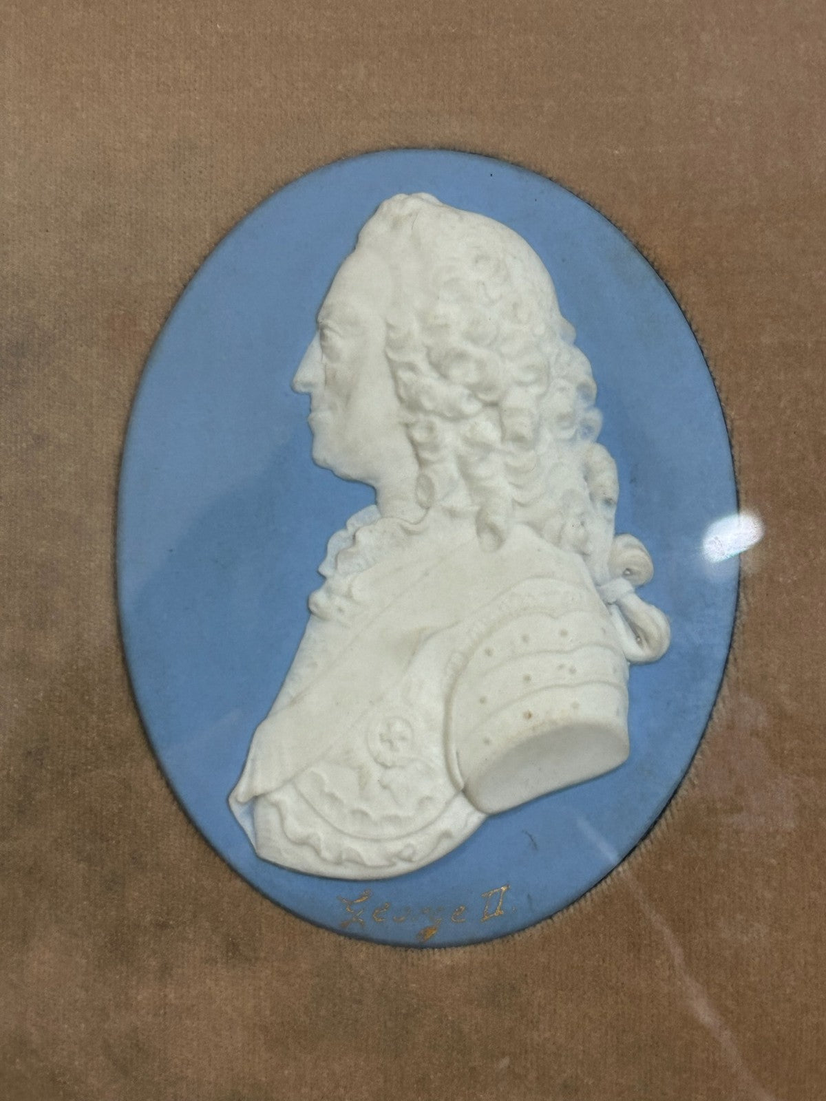 Pair Framed 18th Century Wedgwood Blue Jasper Portrait Medallions Marquis3