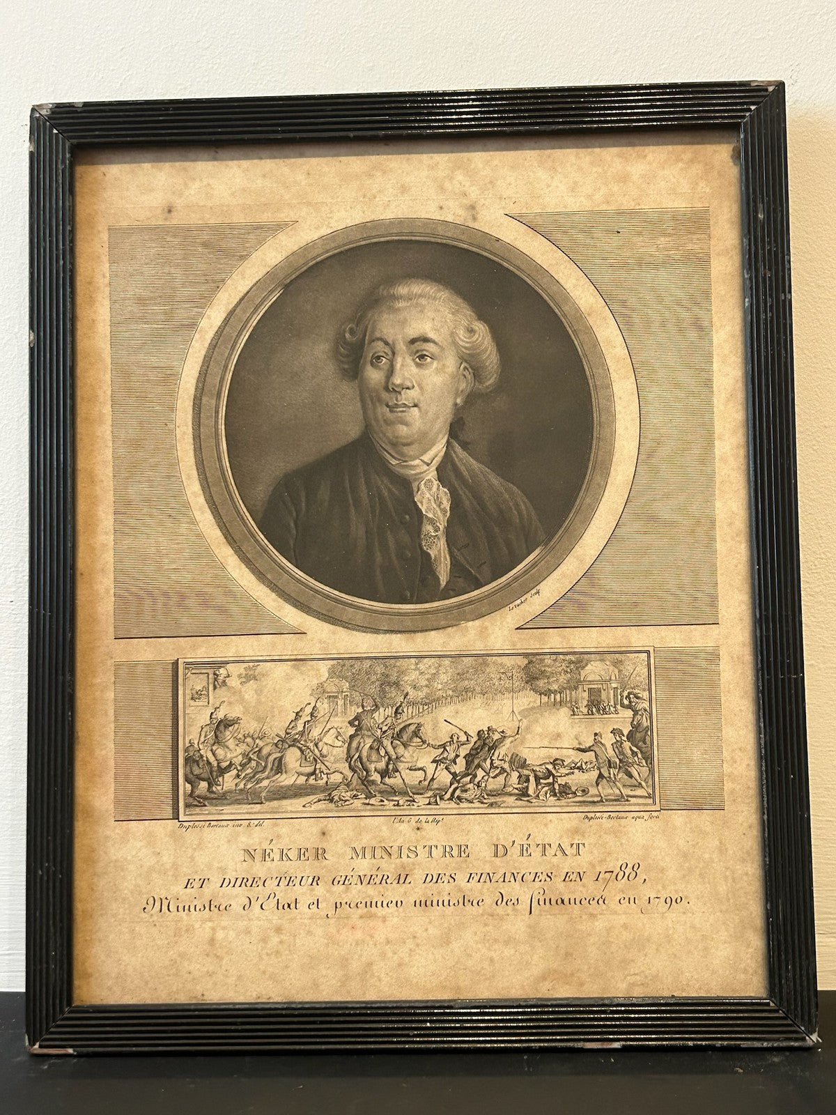 Necker Finance Minister Louis XVI French Revolution Aquatint Levachez Framed0