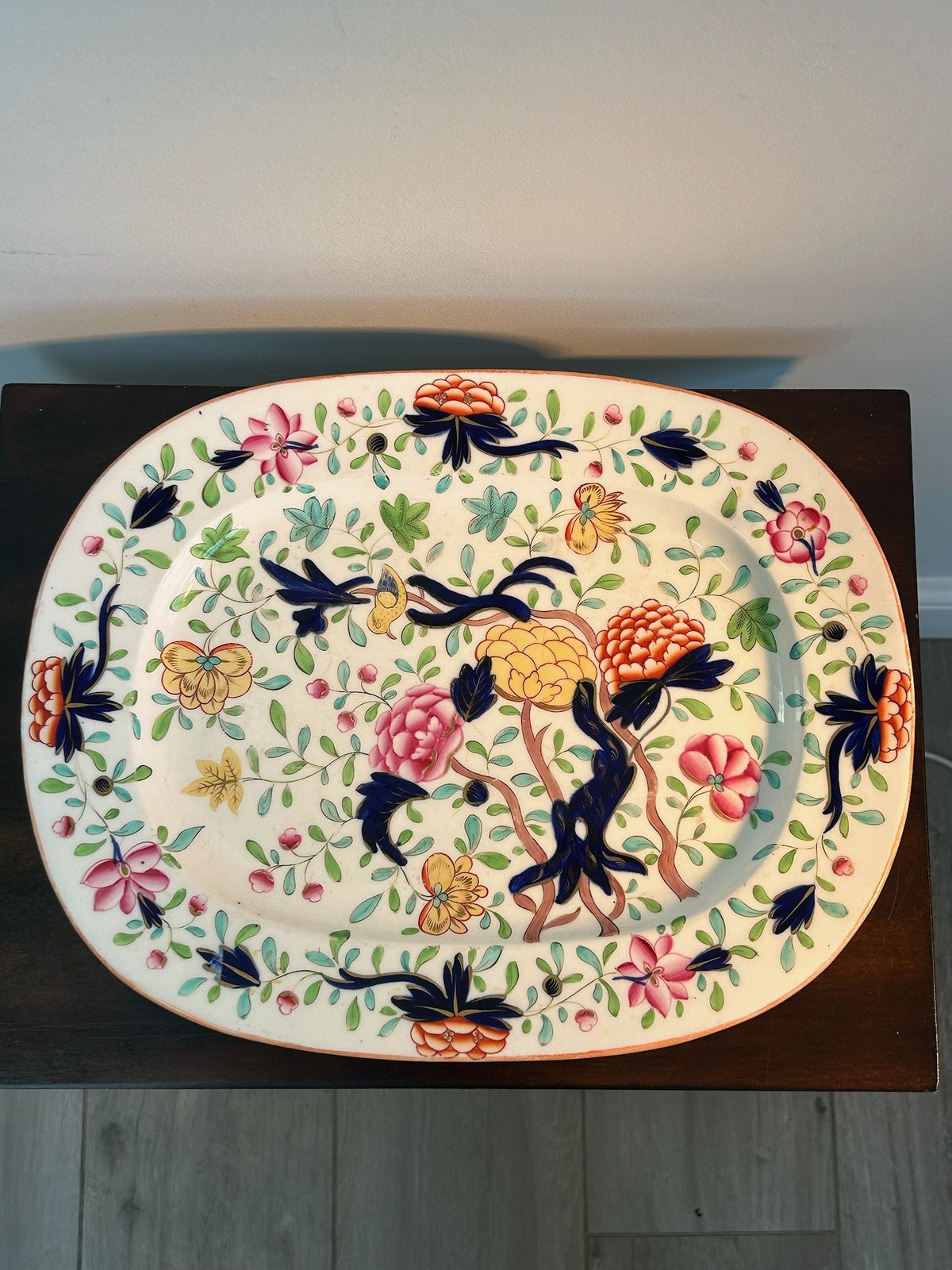 Imari Pattern Ironstone Oval Platter Floral Mason's Style 36x28cm1