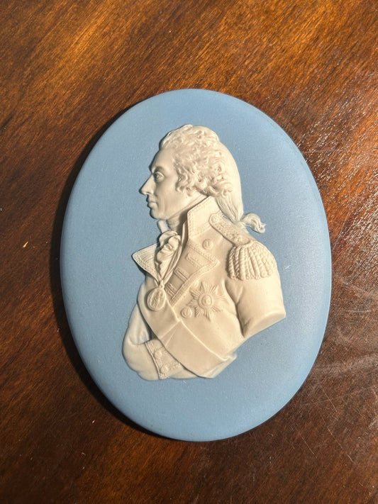 Antique 18thC Wedgwood Blue Jasper Portrait Medallion Admiral Lord Nelson Marked0