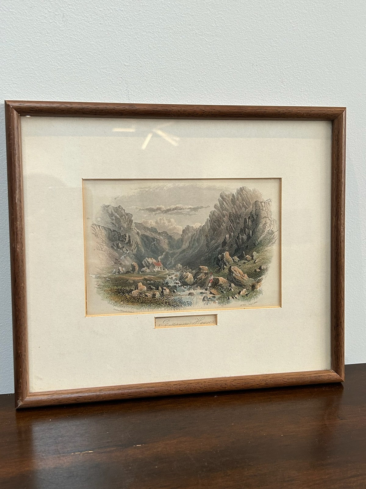 Antique J Harwood London Hand Coloured Engraving Buttermere House Lake District0