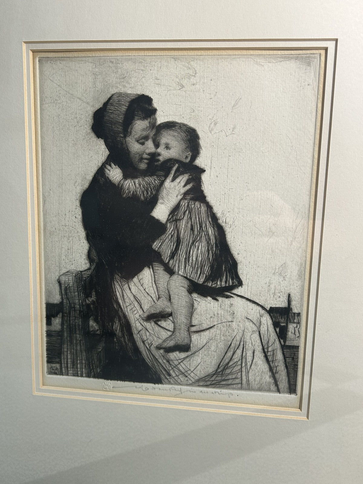 William LeeHankey — Drypoint Etching — Mother & Child Embrace1
