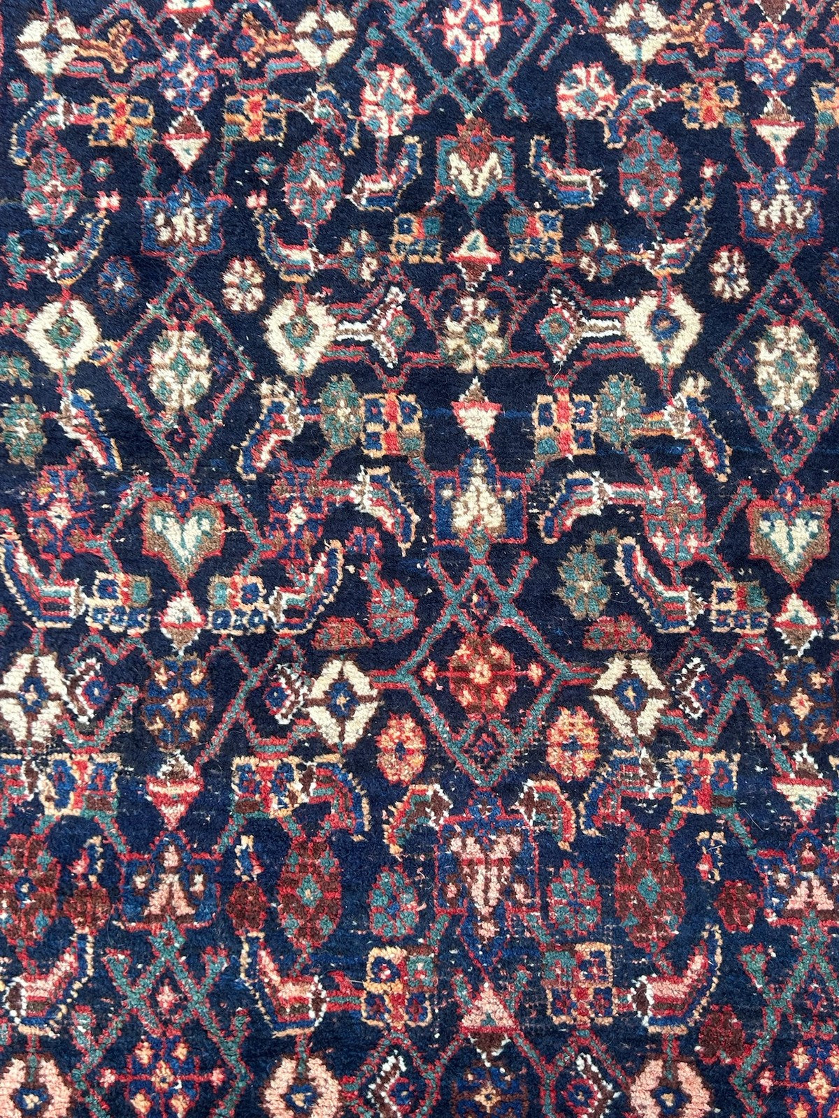 Antique Oriental Hand Knotted Herati Wool Rug Indigo Red Tribal c.1900 210x120cm8
