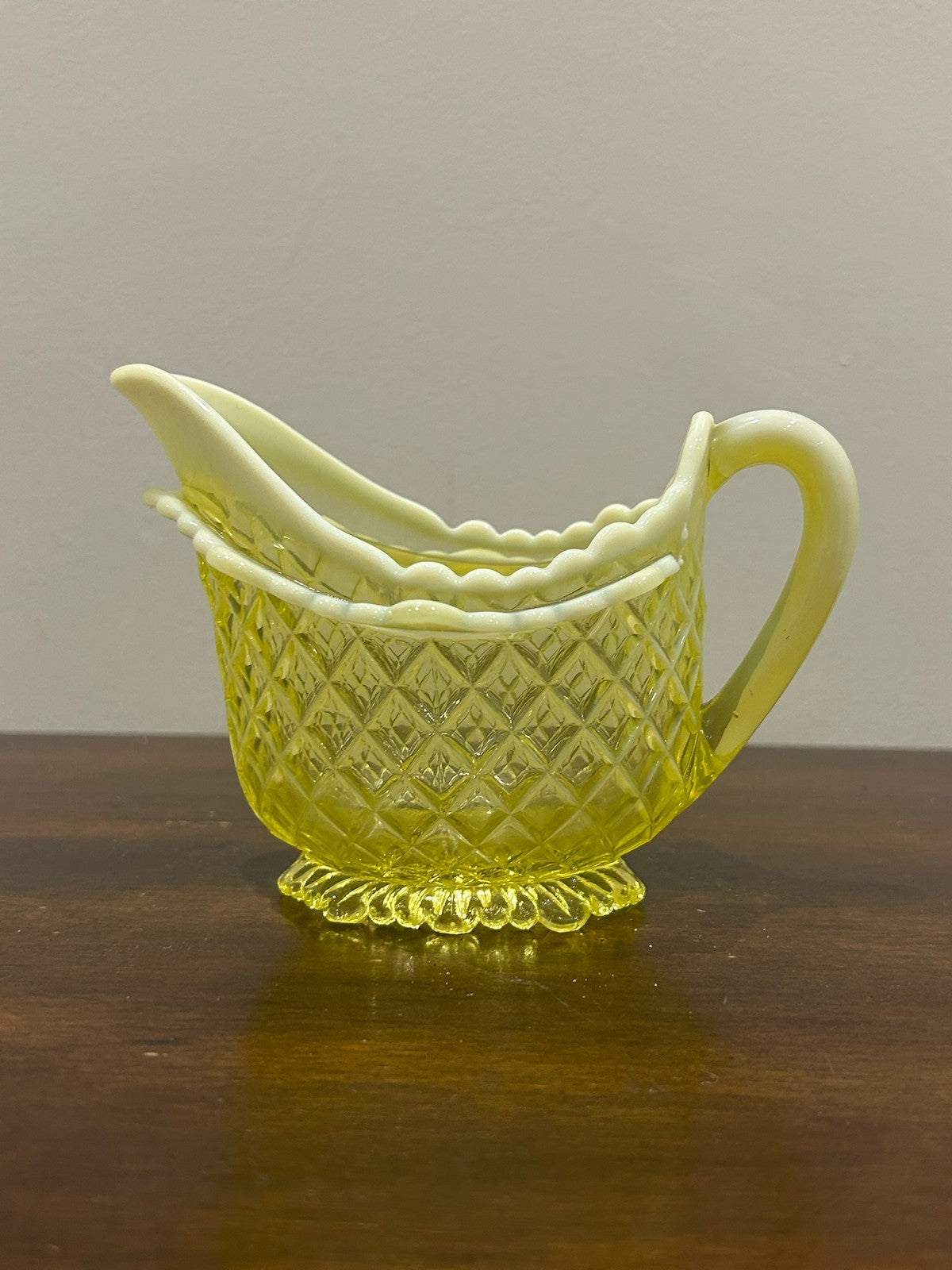 Victorian Primrose Pearline Vaseline Glass Cream Jug and Sugar Bowl2