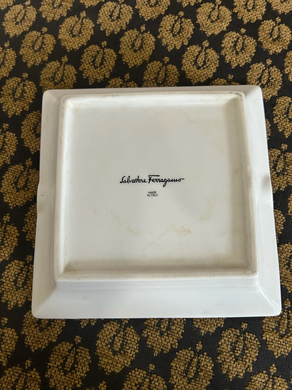 Salvatore Ferragamo Porcelain Ashtray Dish Hand Painted Bird Made in Italy Boxed1