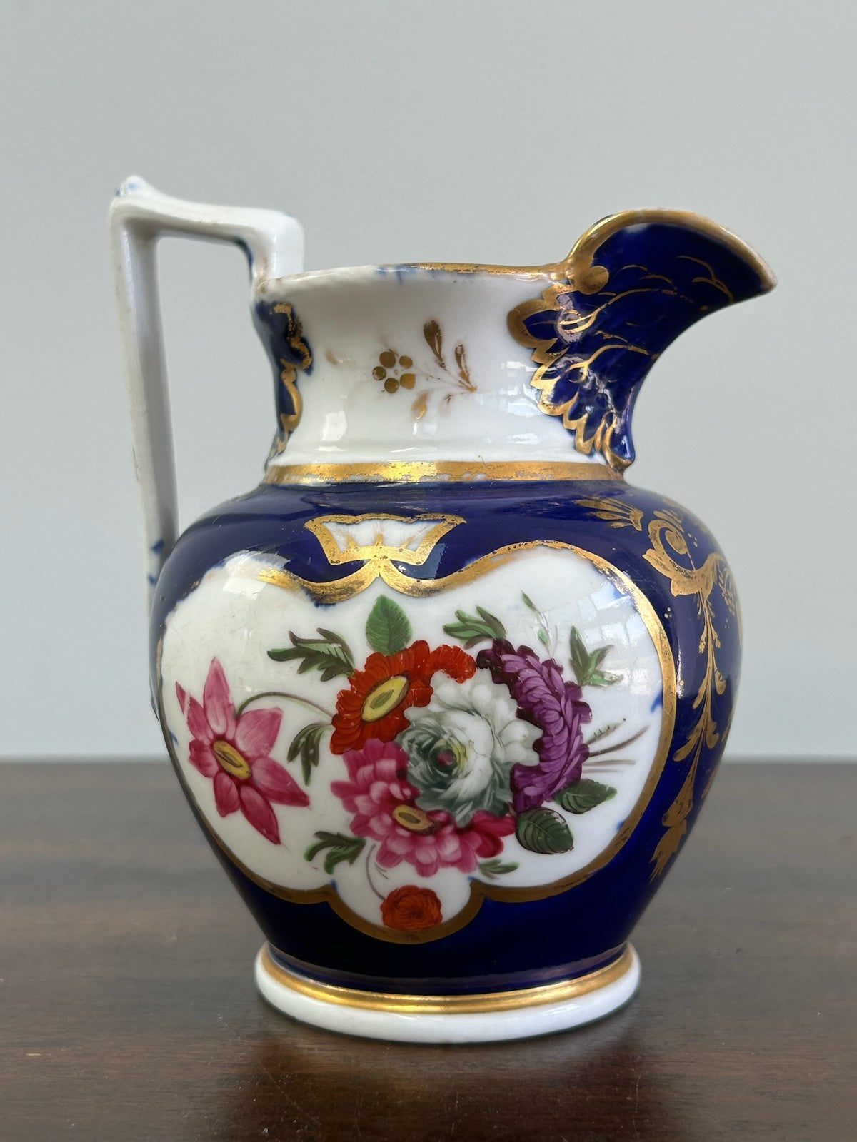 Coalport Porcelain Jug Cobalt Blue Floral Georgian c.1820 Antique2