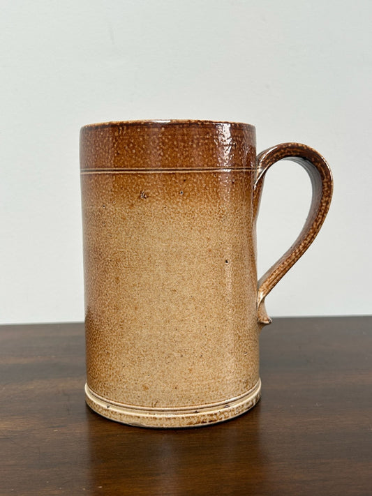 Antique English Salt Glaze Stoneware Tankard Georgian c1800 Two Tone Brown0