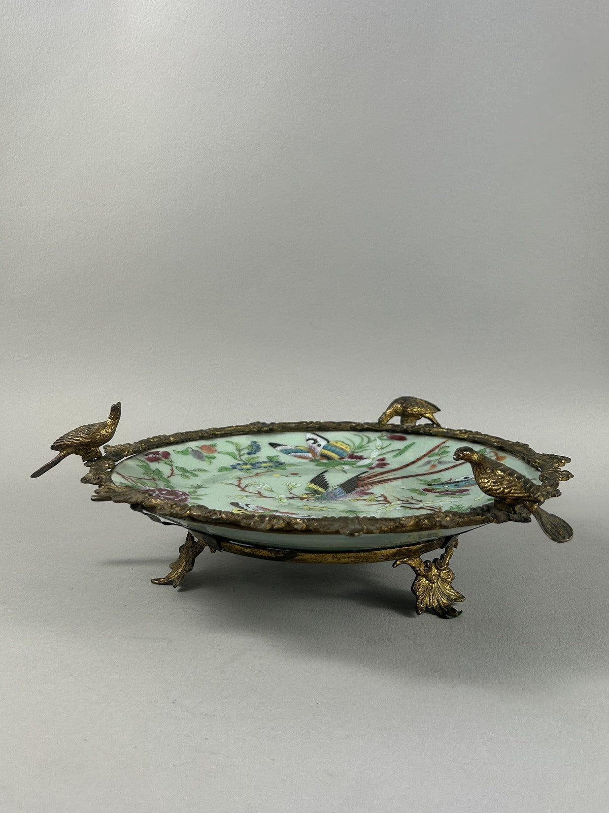 Antique French Ormolu Mounted Chinese Porcelain Centerpiece Dish