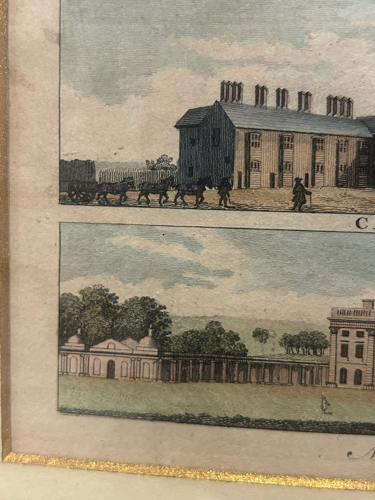 Antique Goadby Cashiobury Moor Park Hertfordshire Engraving Framed c.17736