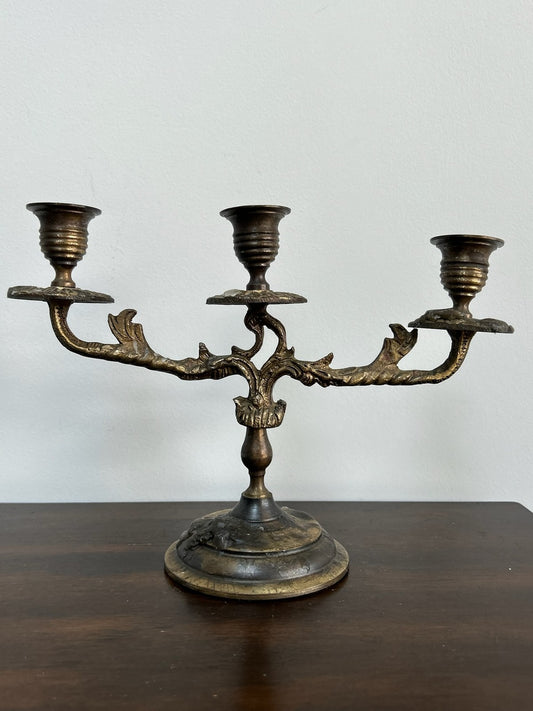 Antique Brass Candlestick Rococo Style Good Condition0