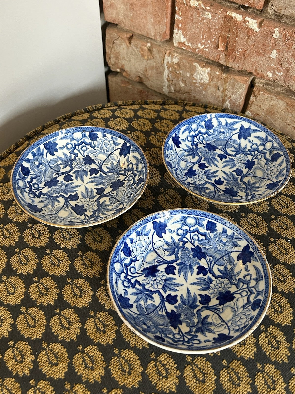 Wedgwood Blue and White Small Plates Set Floral Pattern Impressed Mark1