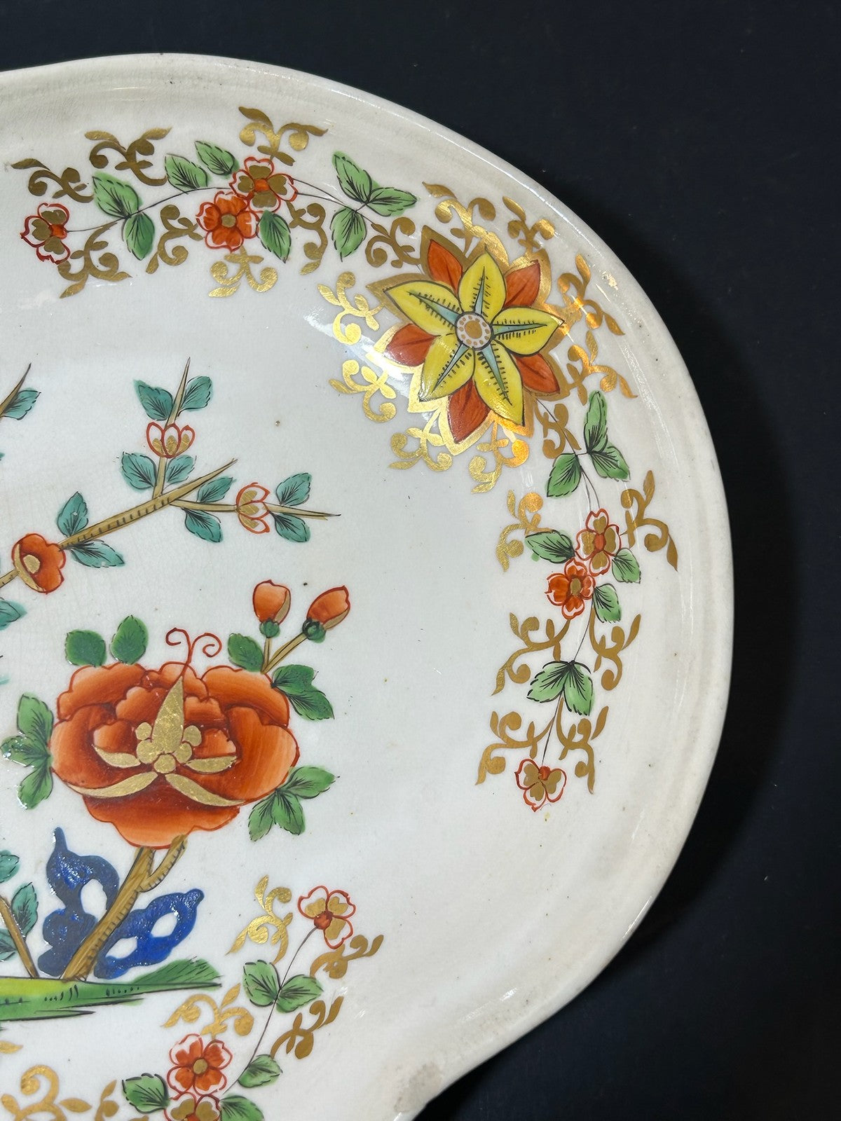 Antique Derby Porcelain Heart Shaped Dessert Dish Painted Flowers Red Mark AF3