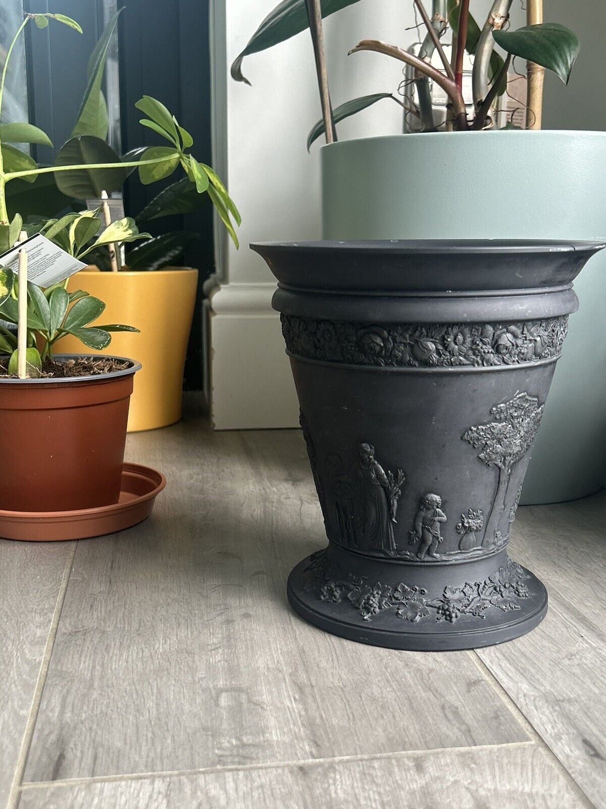 Wedgwood Basalt Jardiniere Planter Black Jasperware Wedgwood Pot