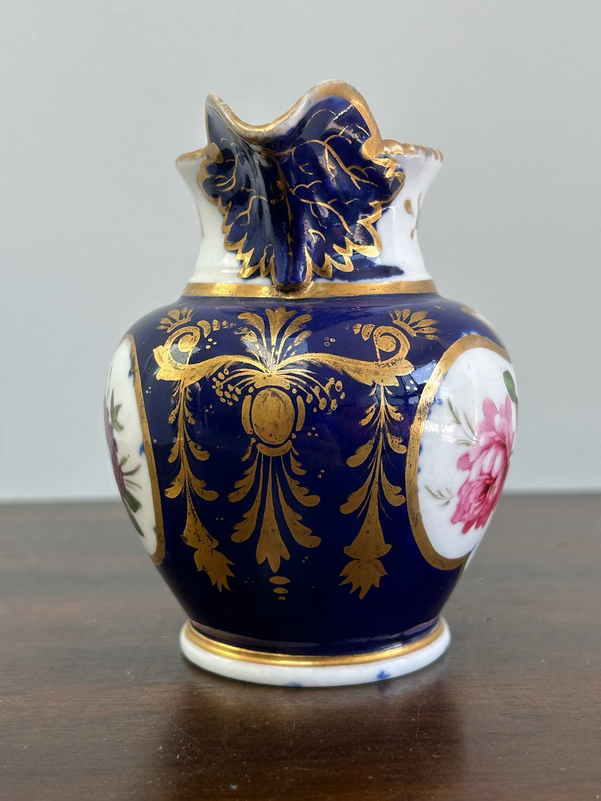 Coalport Porcelain Jug Cobalt Blue Floral Georgian c.1820 Antique1