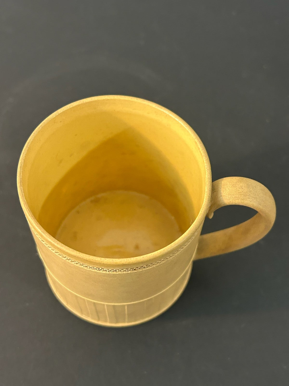 Antique English Caneware Cup c1800 1820 Engine Turned Basketweave 8cm A/F4