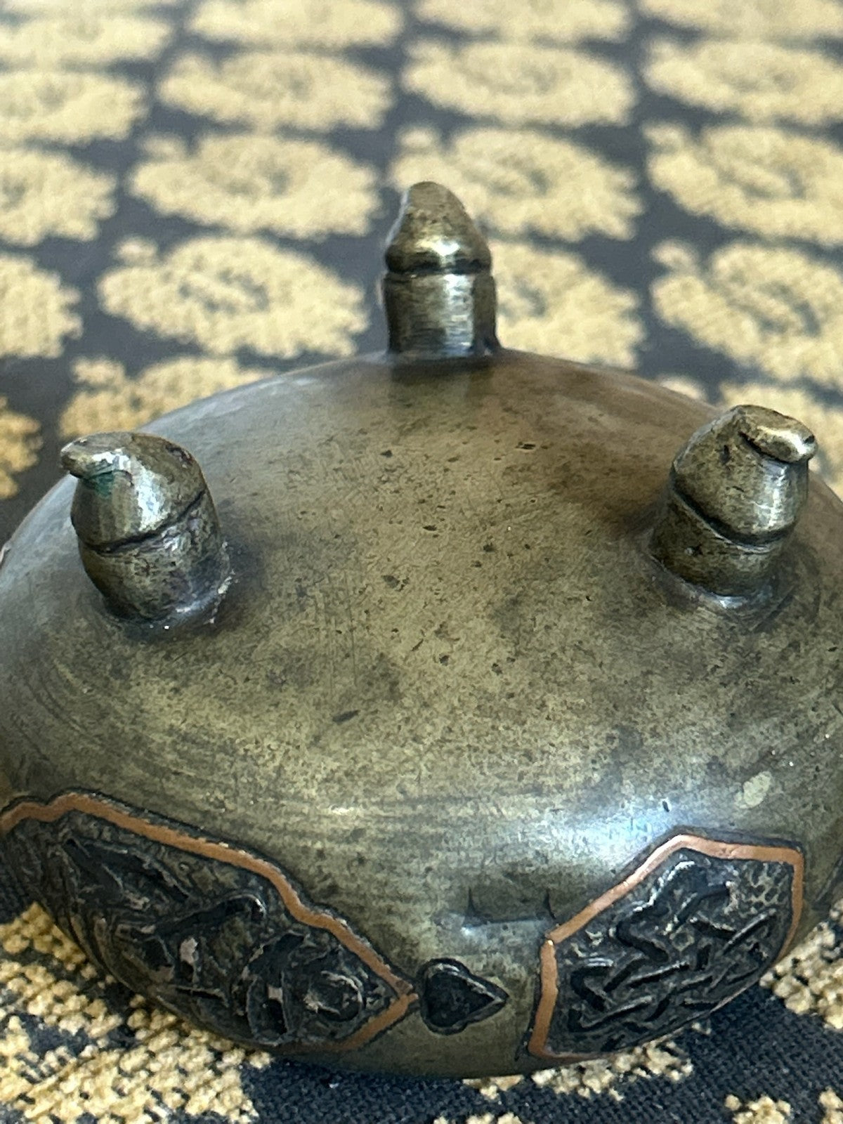 Antique Islamic Metal Incense Burner Censer Copper Calligraphy Panels Tripod10