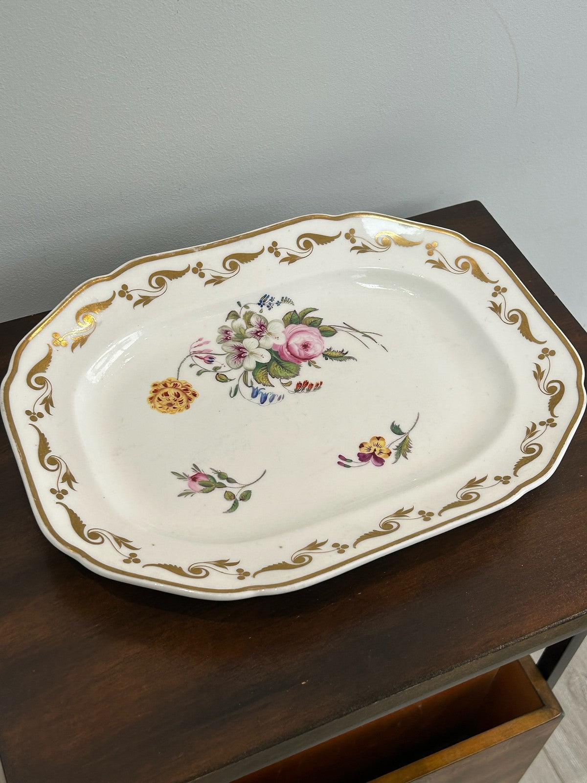 Antique Copeland Garrett Late Spode Felspar Porcelain Platter Hand Painted Flora1
