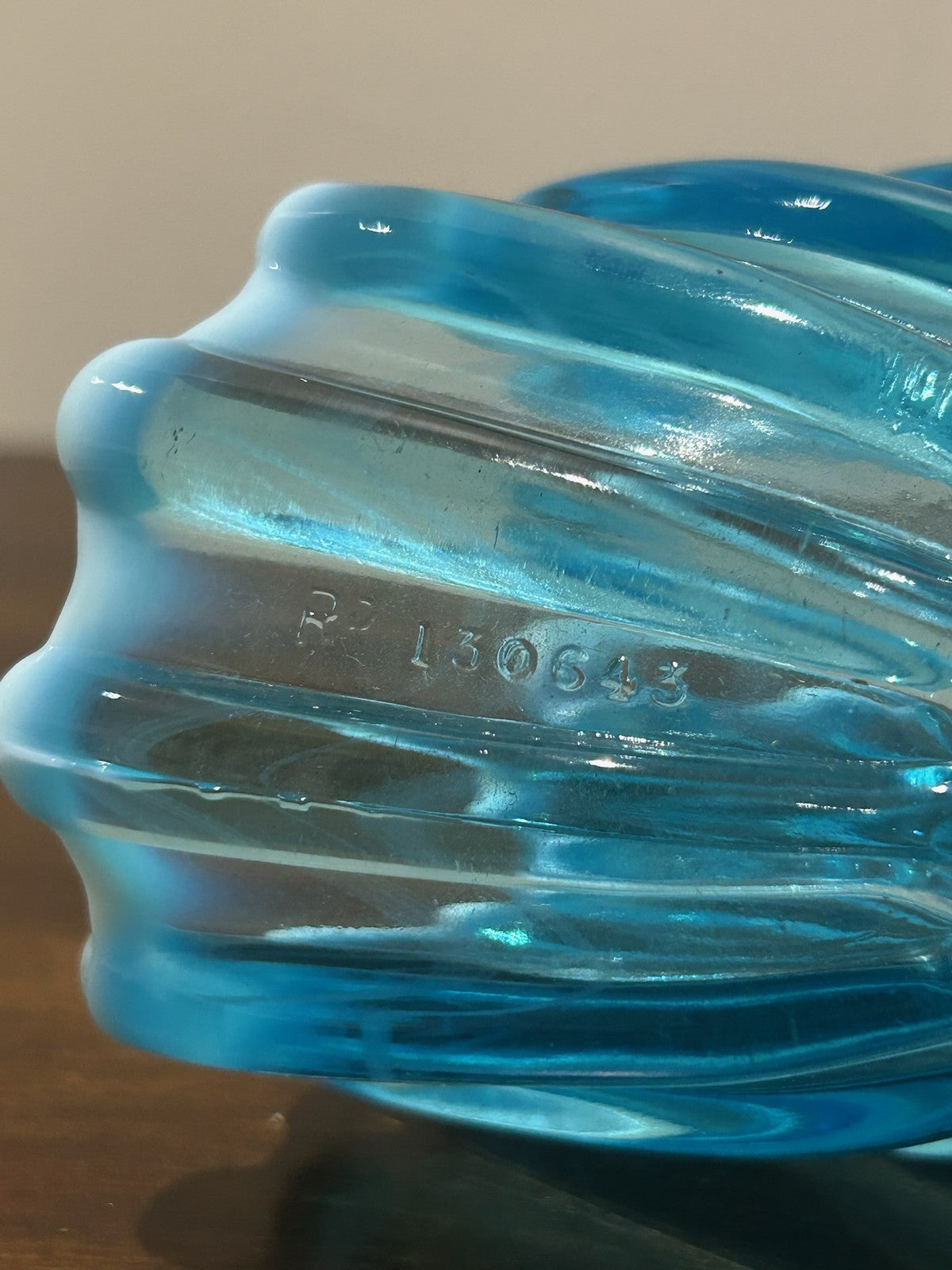 Pair Victorian Blue Pearline Opalescent Glass Basket Vases5