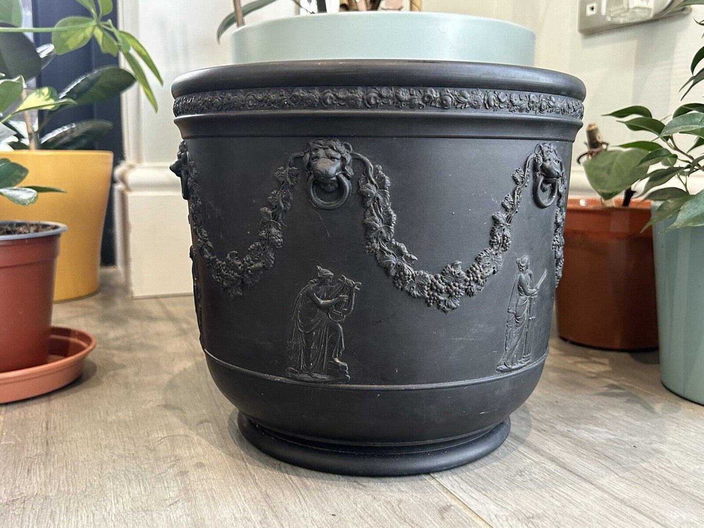 Wedgwood Basalt Jardiniere Planter Black Jasperware Wedgwood Pot