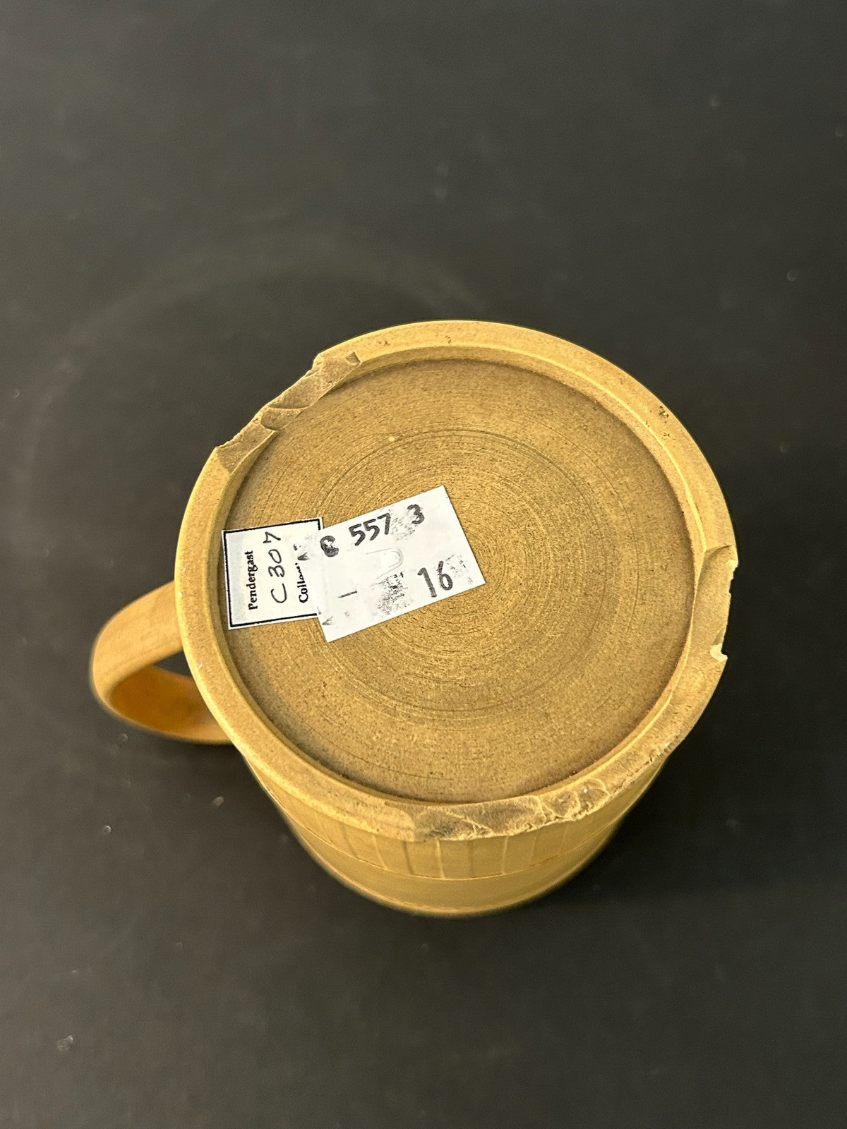 Antique English Caneware Cup c1800 1820 Engine Turned Basketweave 8cm A/F4