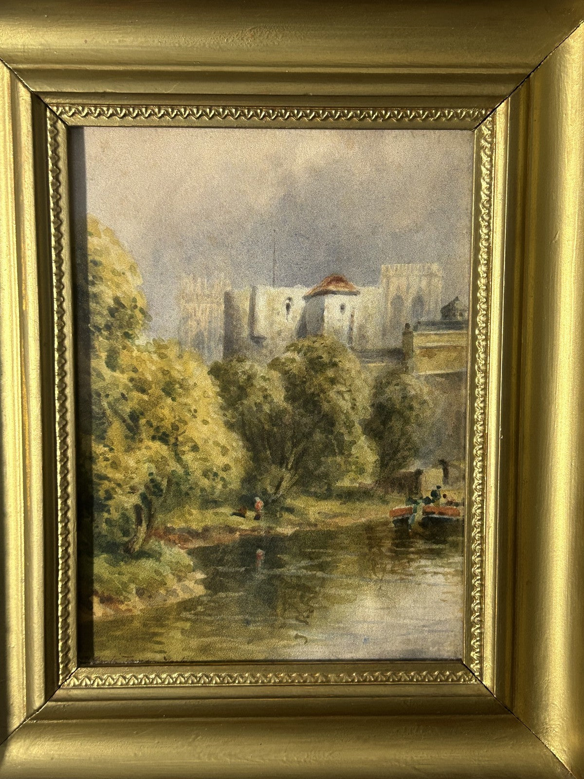 Antique Framed Watercolour of Clifford’s Tower York Landscape