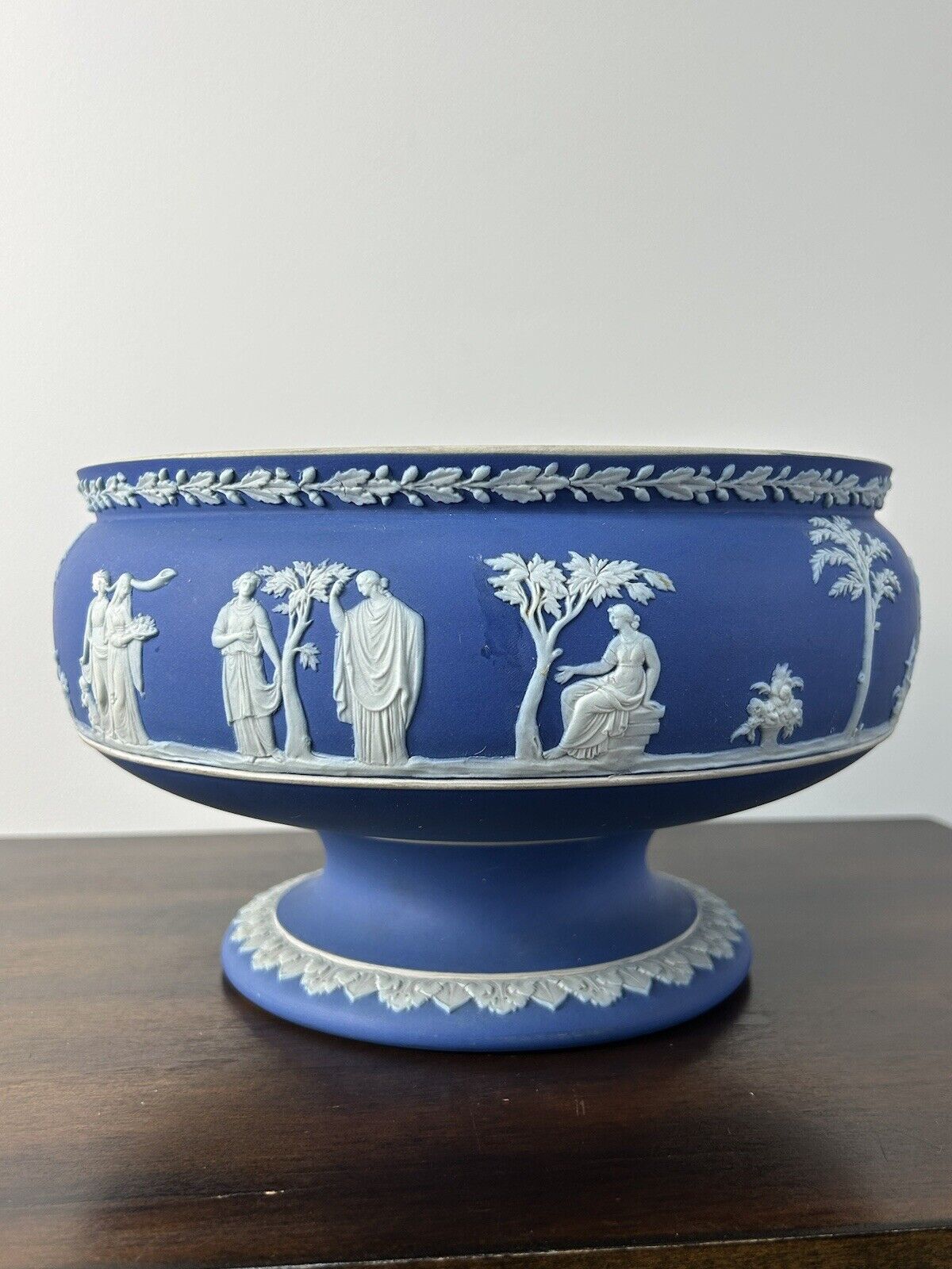 Wedgwood Jasperware Pedestal Bowl Vintage Blue Jasperware Wedgwood