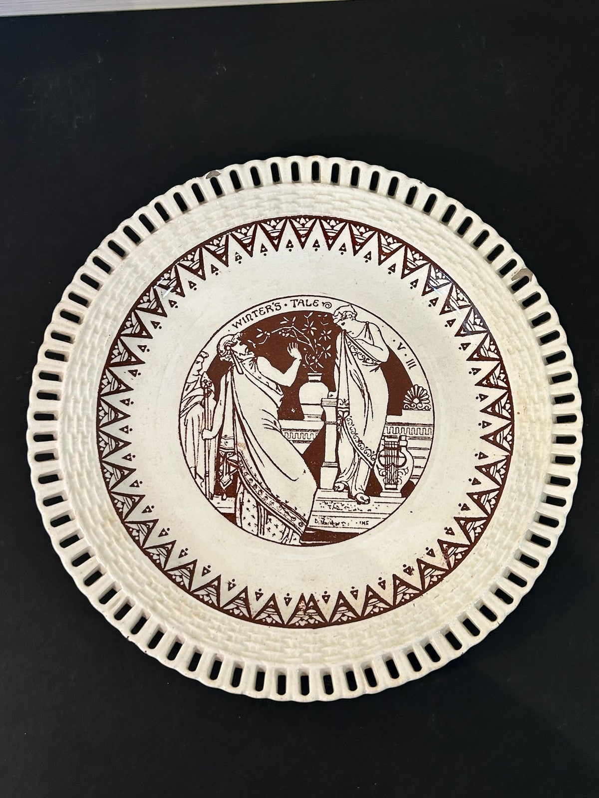 Mintons John Moyr Smith Shakespeare Plate Winter's Tale Pierced Rim c18750