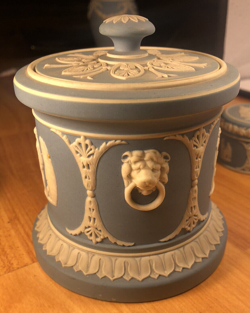 Wedgwood light blue tobacco jar early 19th century jasperware