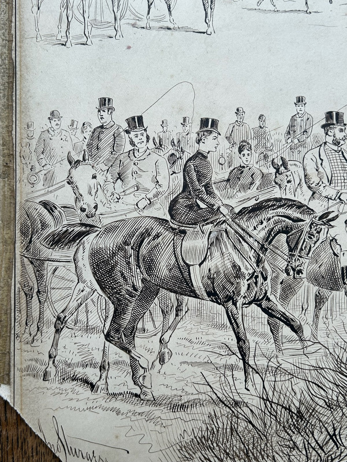 Sturgess Original Pen & Ink Drawing Mid Kent Staghounds Meet at Lion Farningham5