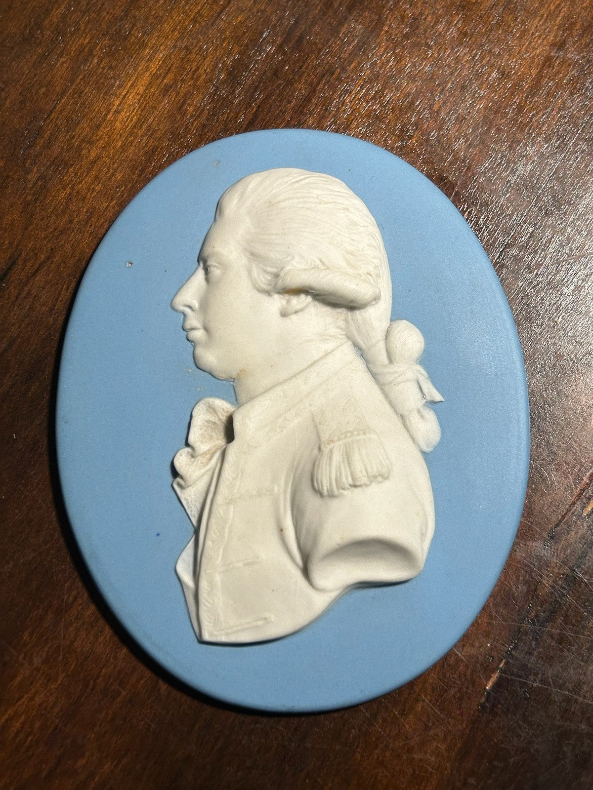Antique 18thC Wedgwood Blue Jasper Portrait Medallion Duke of Marlborough Marked3