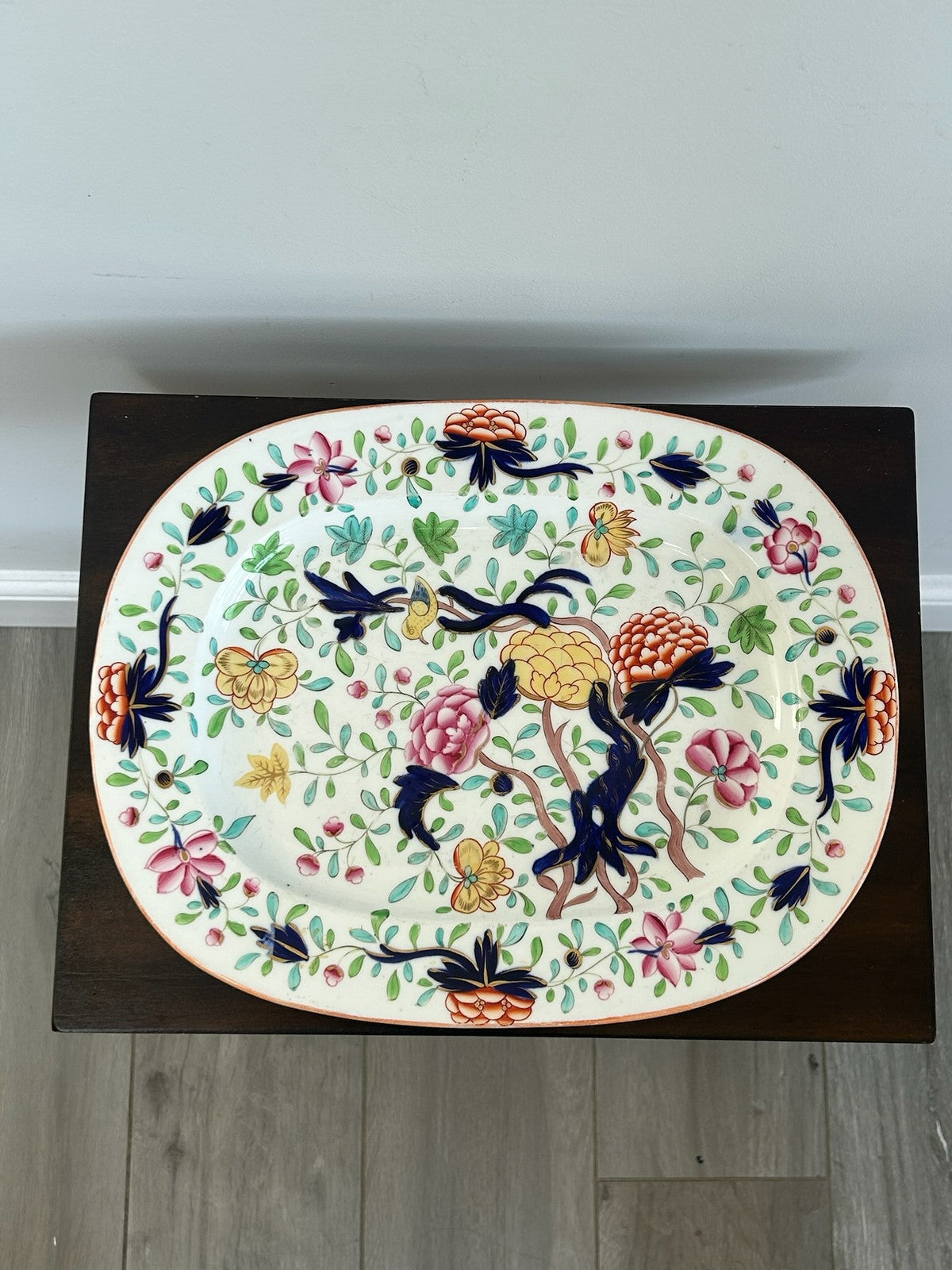 Imari Pattern Ironstone Oval Platter Floral Mason's Style 36x28cm3