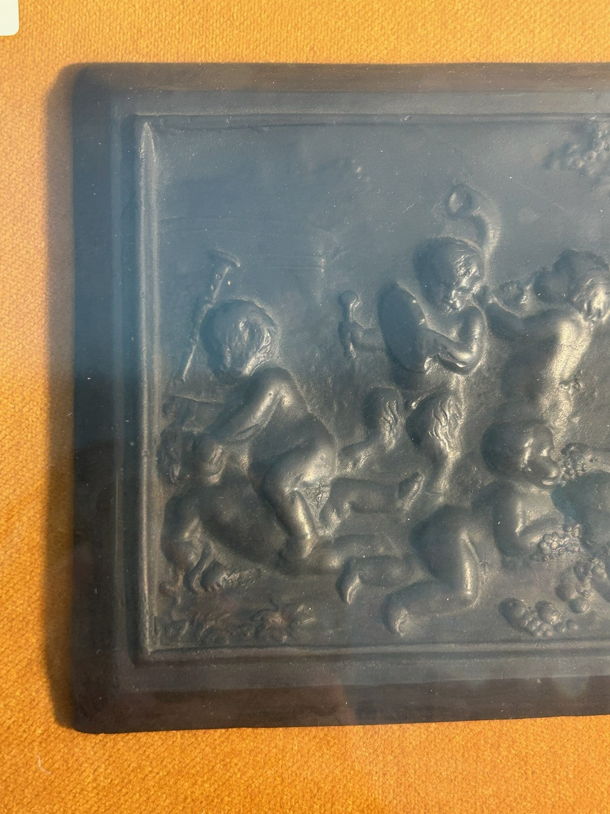 Wedgwood Black Basalt Framed Relief Plaque Putti poss. 18th C 32x284
