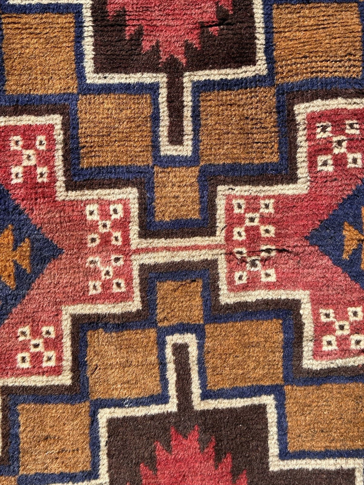 Antique Turkish Anatolian Hand Knotted Wool Rug 131x84cm Tribal Geometric 9