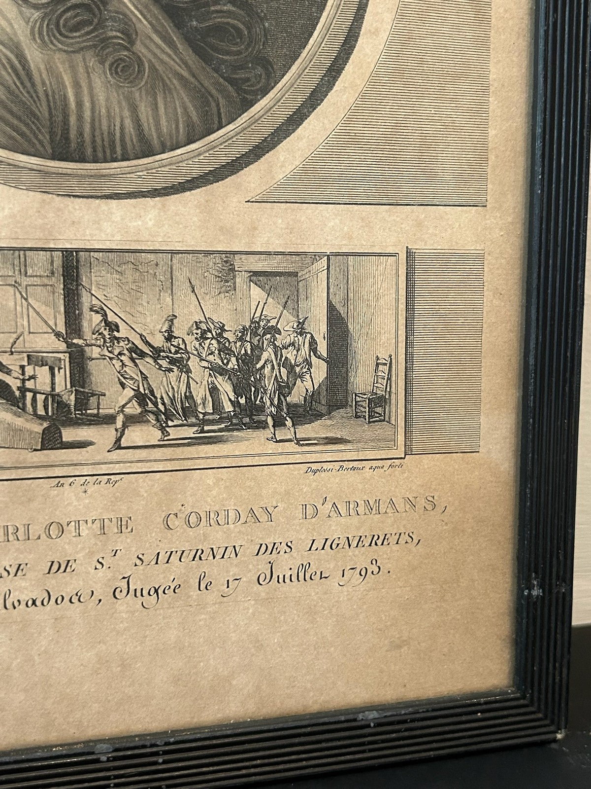 Charlotte Corday Marat Assassin French Revolution Aquatint Levachez 1798 Framed3