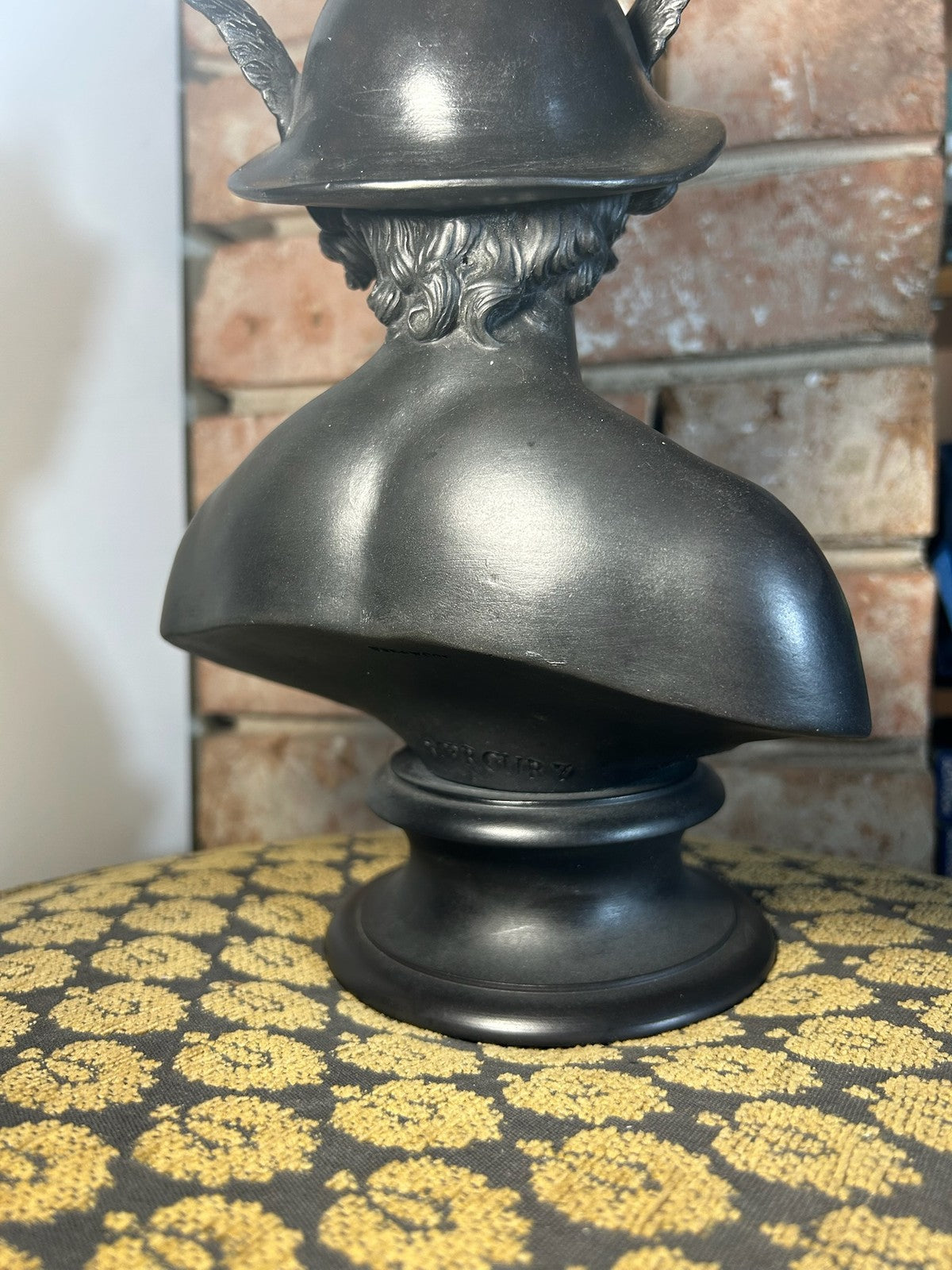 Wedgwood Black Basalt Bust of Mercury Winged Helmet on Socle Impressed Mark6
