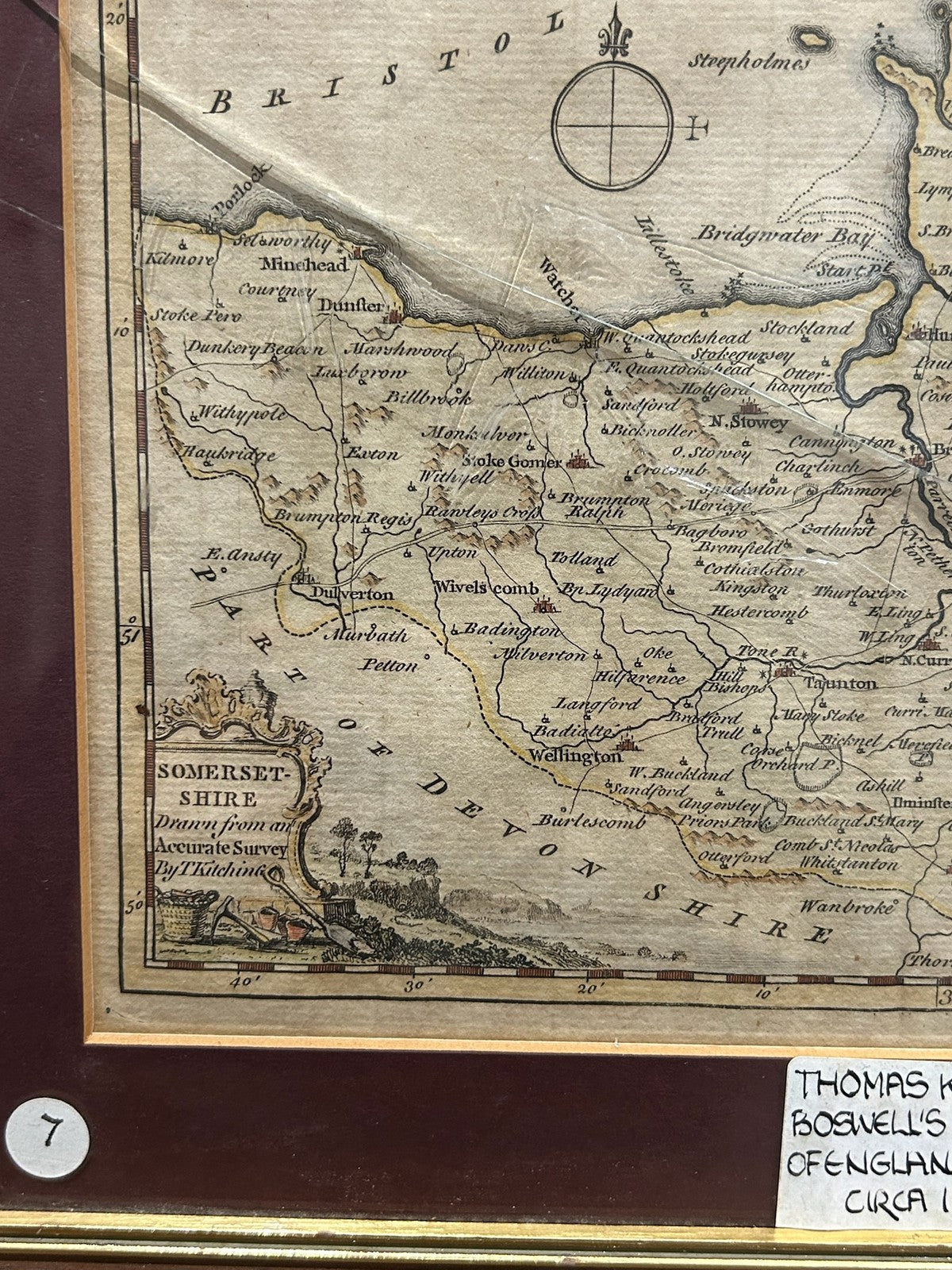 Antique Thomas Kitchin Map of Somersetshire Somerset 1786 Hand Coloured Framed3