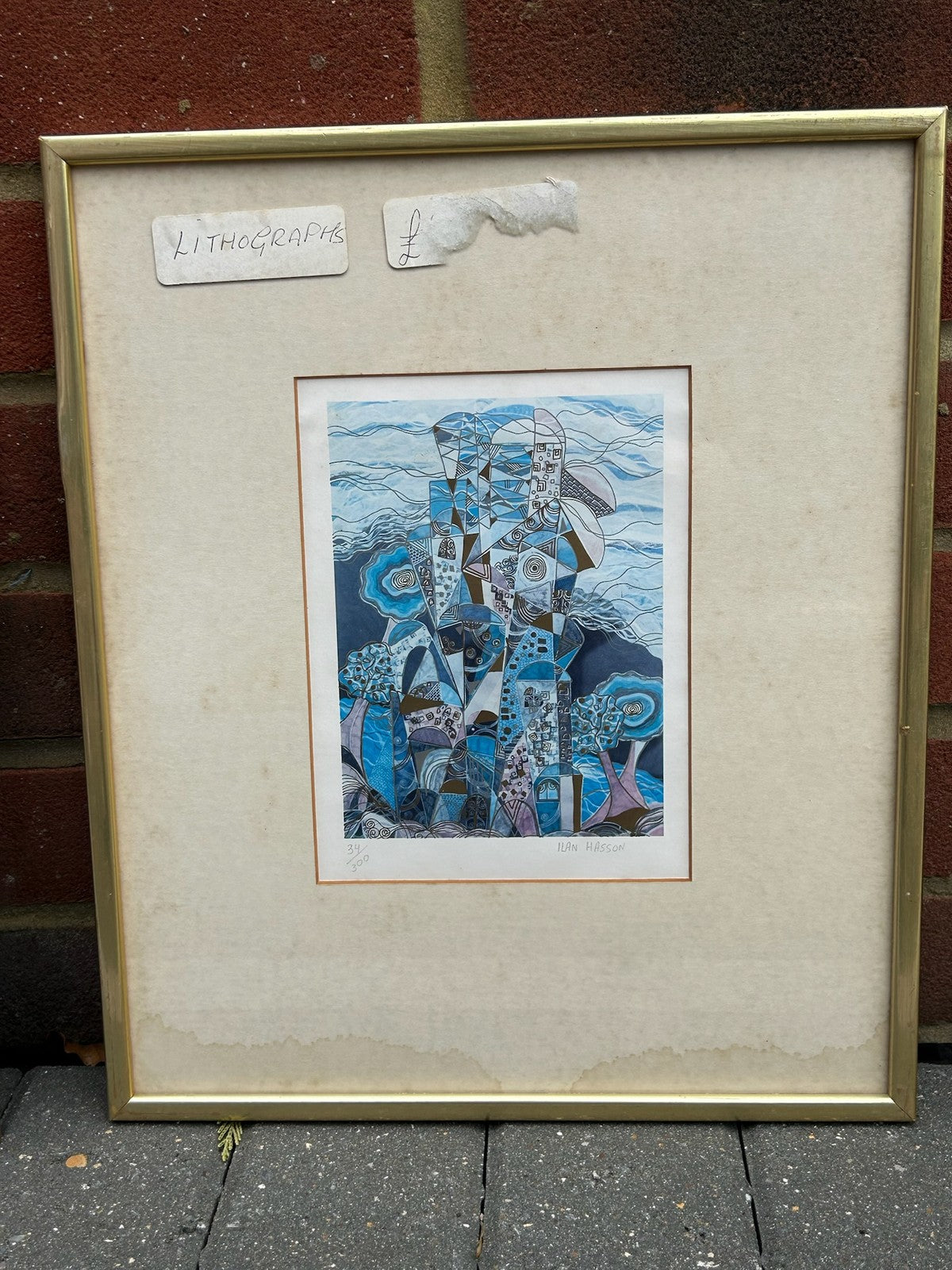 Pair of Israeli Artist Lithographs Framed Signed Vintage MidCentury7