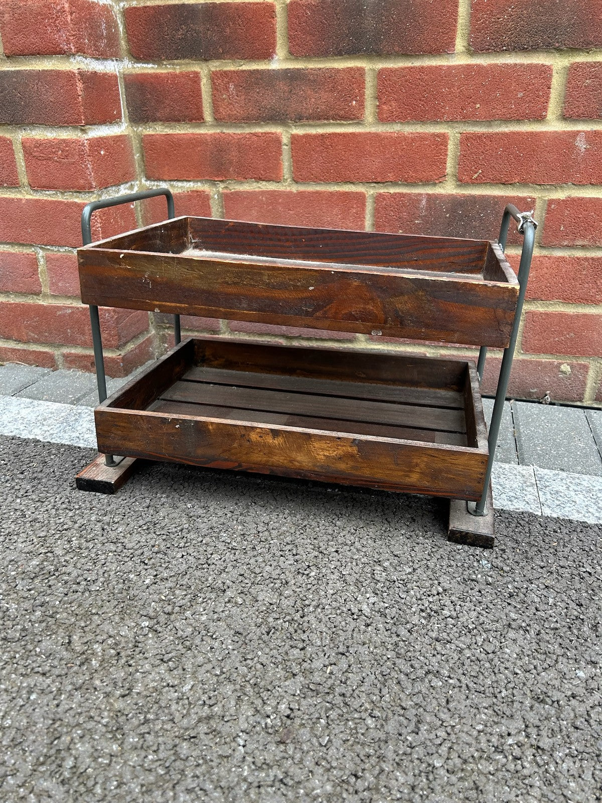 Vintage TwoTier Wooden & Metal Document Tray Letter Tray Office Desk0