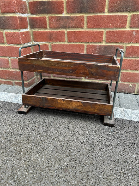 Vintage TwoTier Wooden & Metal Document Tray Letter Tray Office Desk0