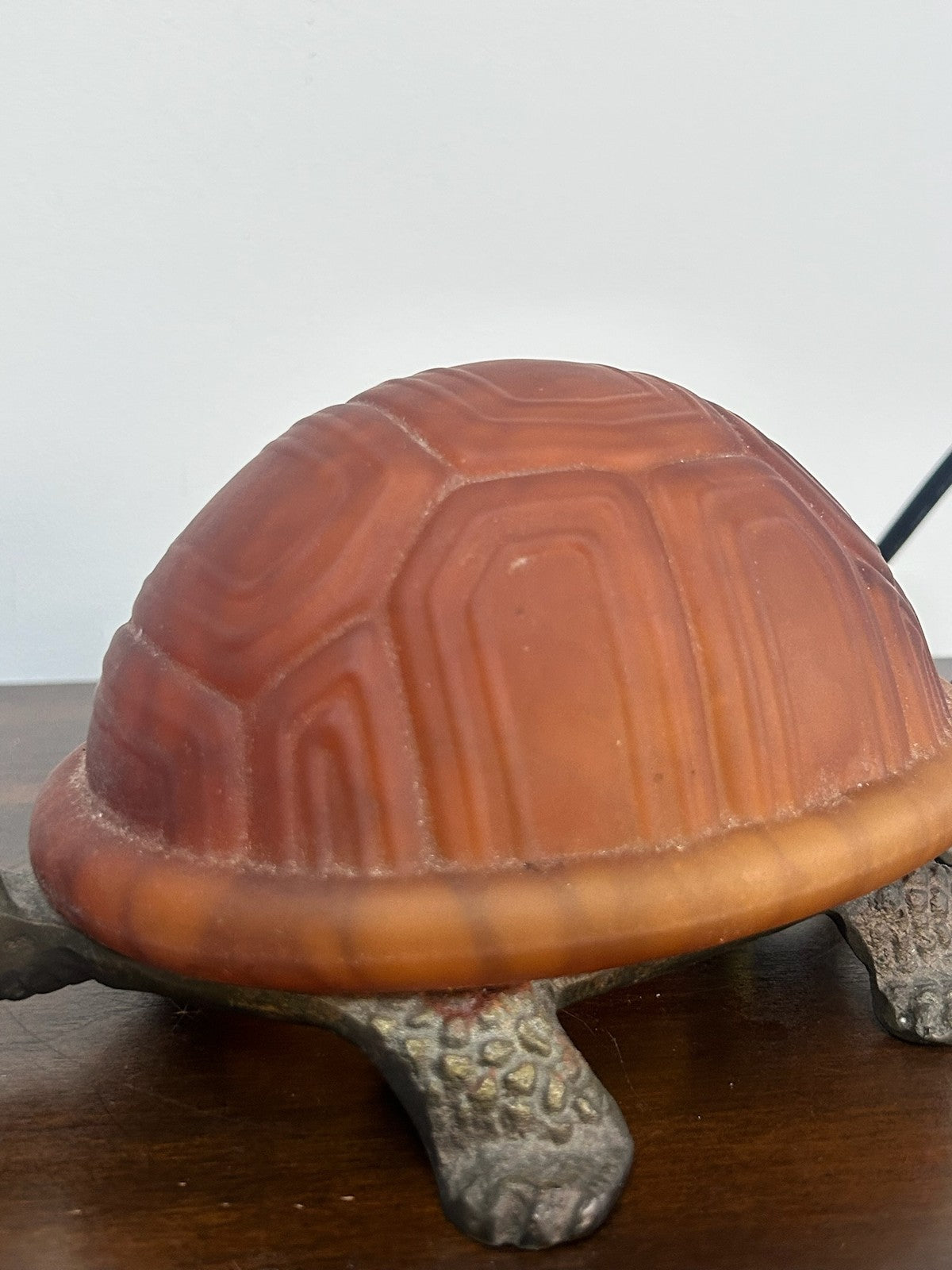 Novelty Tortoise Table Lamp Glass Shell Cast Base Untested 21cm3