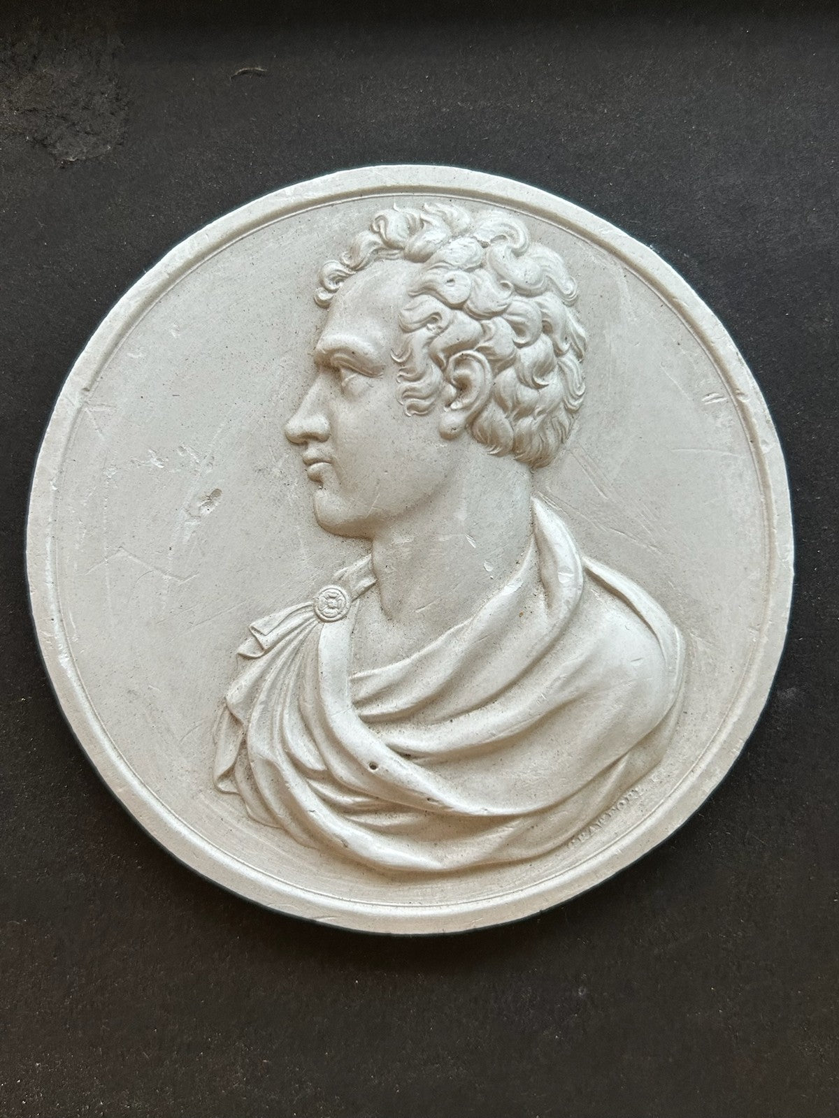 Pair Antique Plaster Relief Portrait Medallions Walter Scott & Lord Byron Framed7
