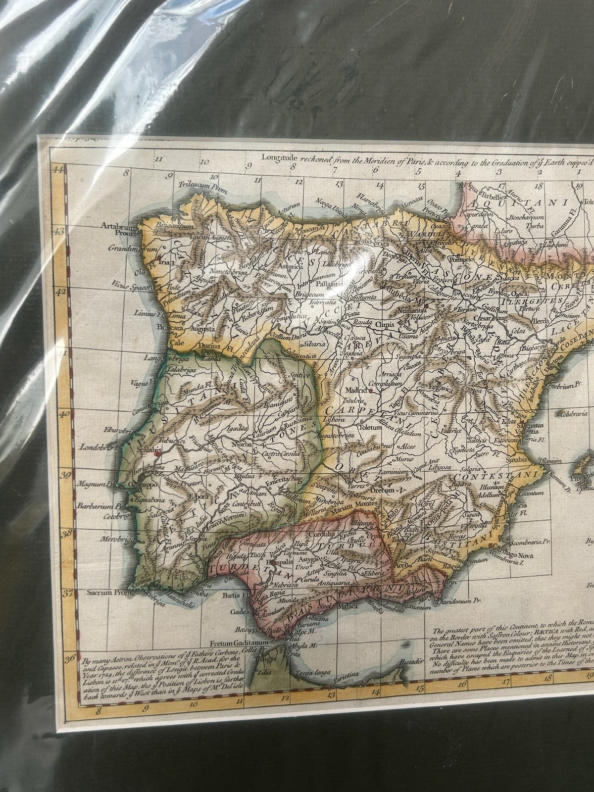 Spain Antique Map R.W. Seale for Rollin's Roman History after D'Anville 17411