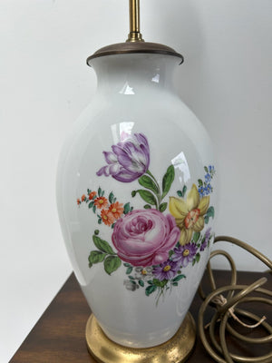 Augarten Vienna Porcelain Table Lamp Hand Painted Floral Bouquet Pattern 5034