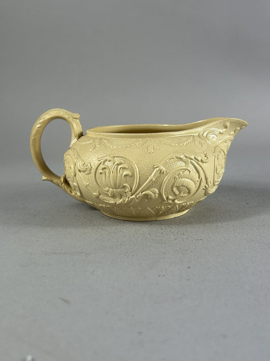 Antique Wedgwood Yellow Caneware Arabesque Creamer Jug 7cm0