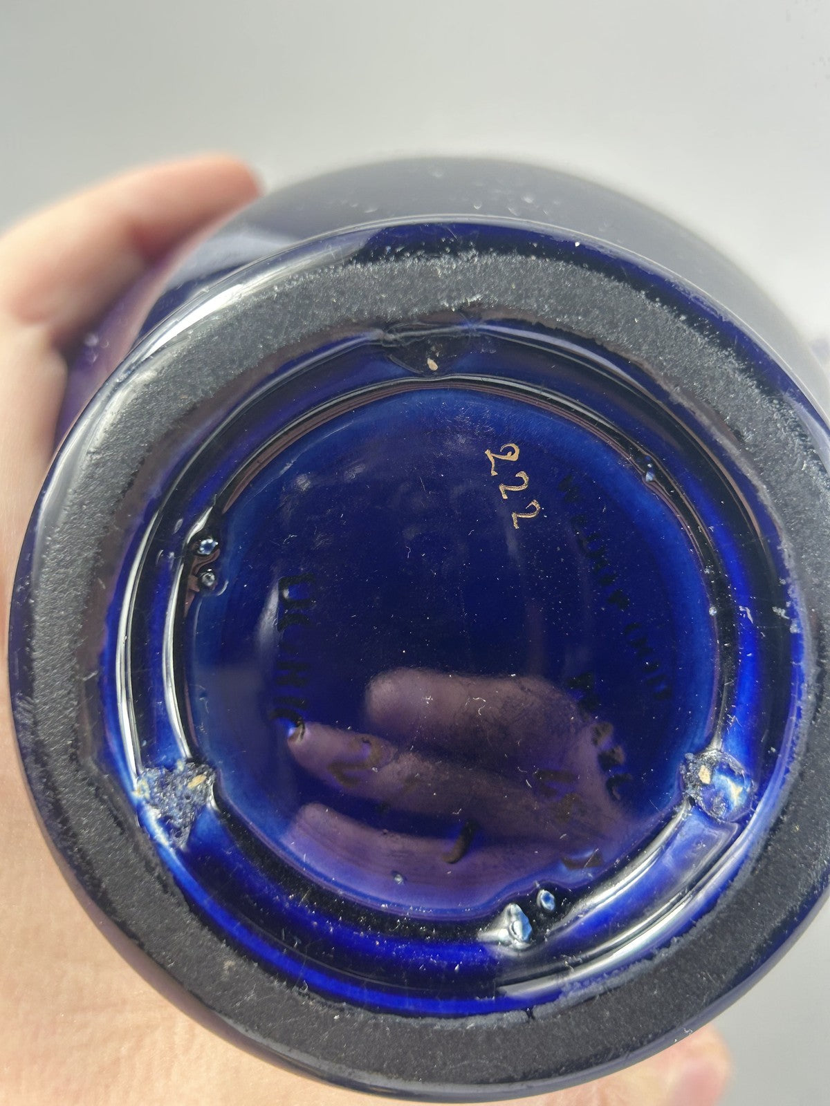 Wedgwood Victorian Blue and Gold Doric Jasperware Jug with Pewter Lid