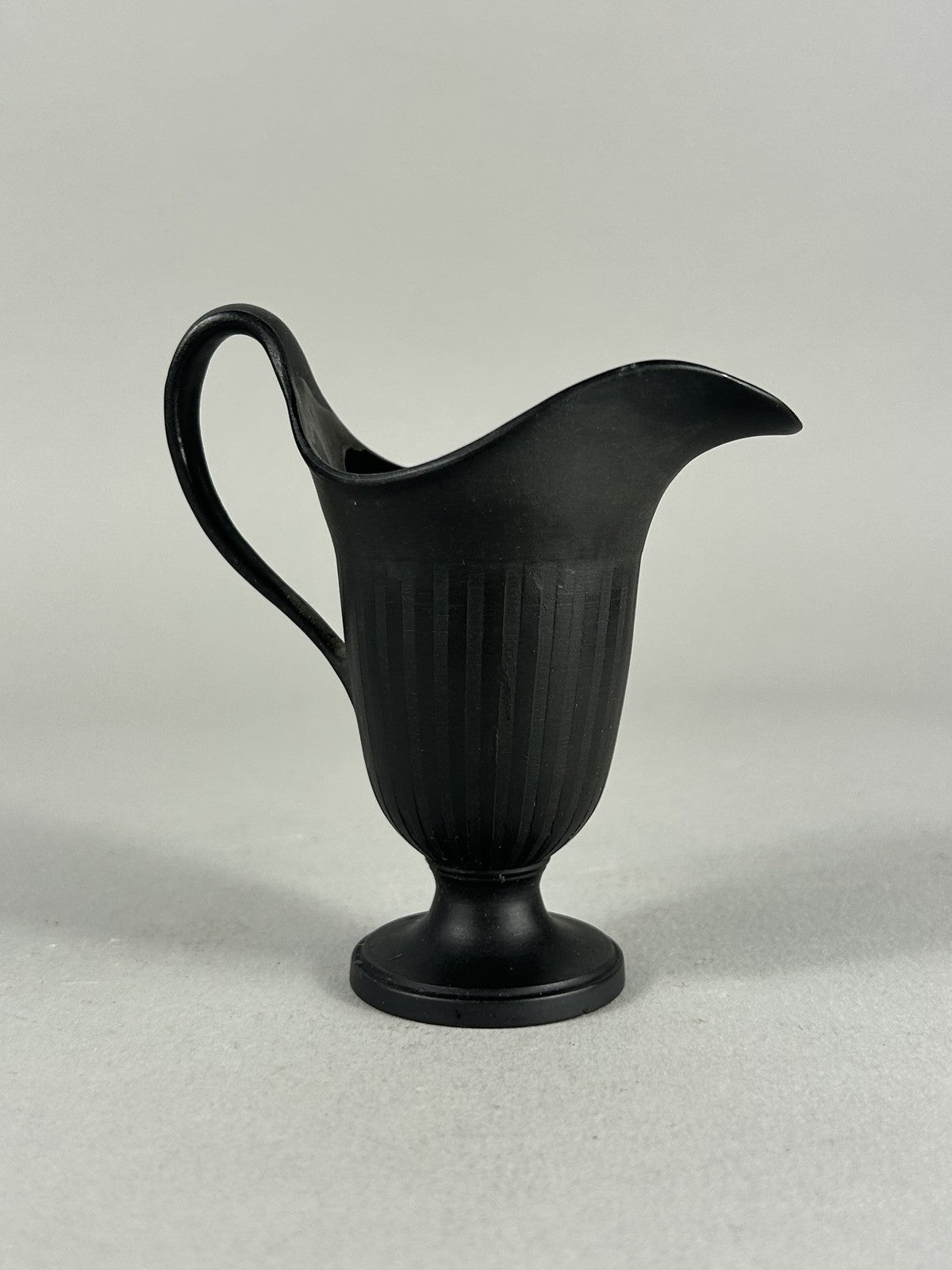 Antique Wedgwood Black Basalt Engine Turned Milk Jug, 10cm