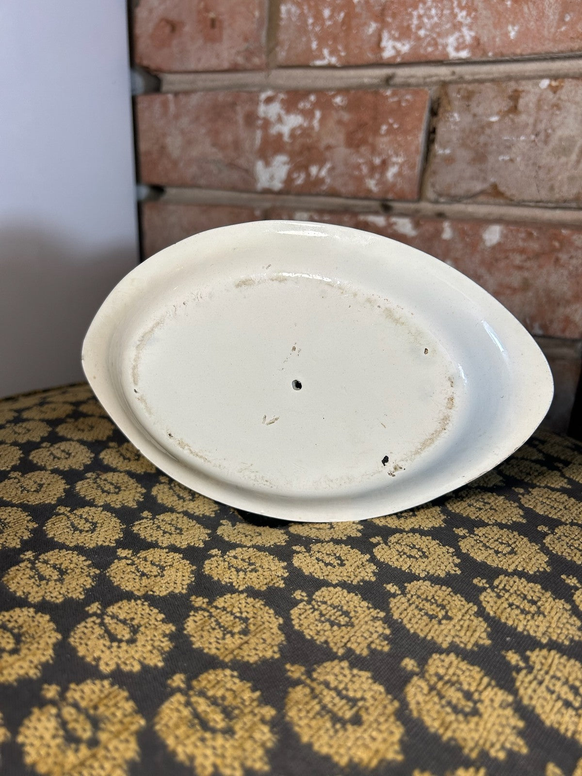 Antique Creamware Sauce Tureen Cover and Stand Brown Line Rims c18006